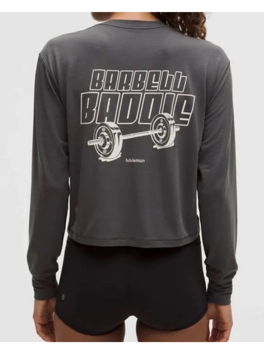 Lululemon NWT Jersey Training Long Sleeve Graphic Barbell Baddie Size 4